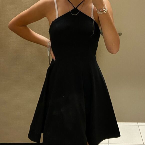 Black Mini Homecoming Dress Lace Back Semi Formal Hoco Party Chic Whimsigoth - Picture 10 of 10